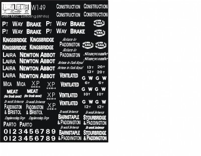 G.W.R. Miscellaneaus wagon lettering (White)