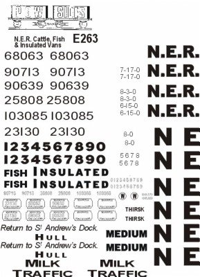 N.E.R. Cattle, Fish and Insulated Vans (White lettering)
