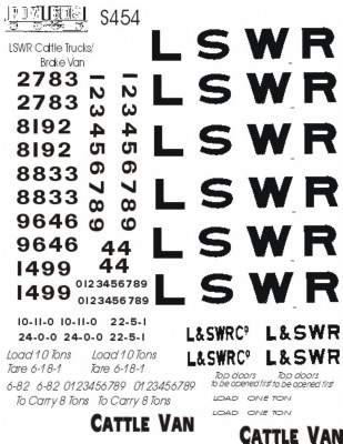 L.S.W.R. Cattle Wagons/Brake Vans (White lettering)