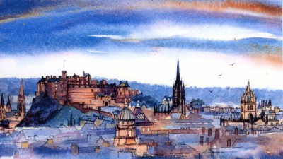 Edinburgh Skyline Blue