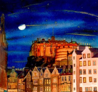Edinburgh Castle (Night Sky and Moon)