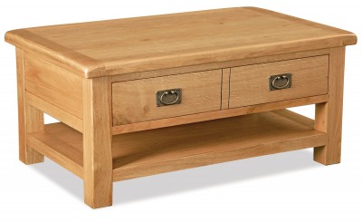 Erne Oak large coffee table with drawer and shelf