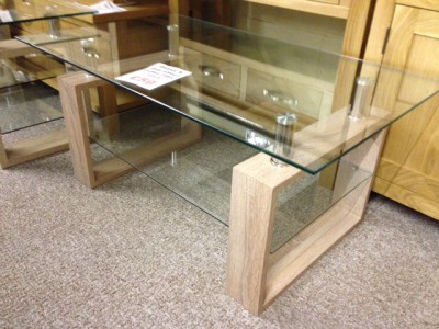 Sonoma oak effect and glass coffee table