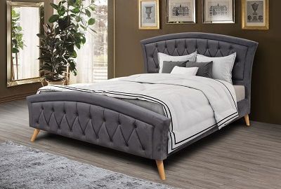 Velvet buttoned grey 4ft6 double bed