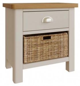 Ramada taupe lamp table with drawer and basket