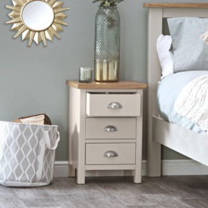 Ramada taupe 3 drawer bedside cabinet