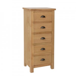 Ramada oak 5 drawer narrow chest