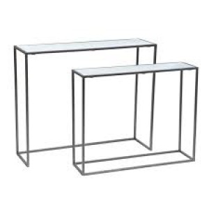 Nest of 2 console tables gold and black