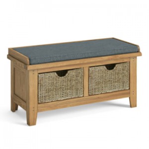 Beaufort oak hallway bench with basket