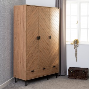 Lyon oak effect 3 door wardrobe