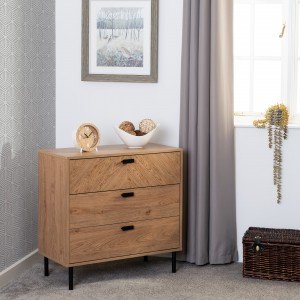 Lyon oak effect 3 drawer chest of drawers