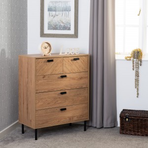 Lyon oak effect 2 over 3 drawer chest of drawers