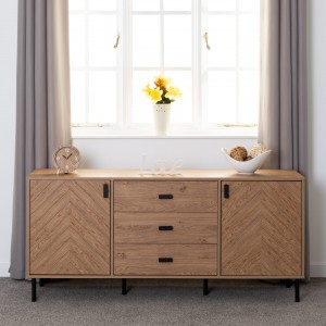 Lyon oak effect 2 door 3 drawer sideboard