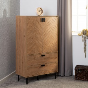 Lyon oak effect 2 drawer 2 door cabinet