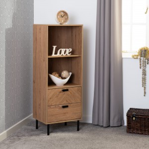 Lyon oak effect 2 drawer 2 shelf cabinet