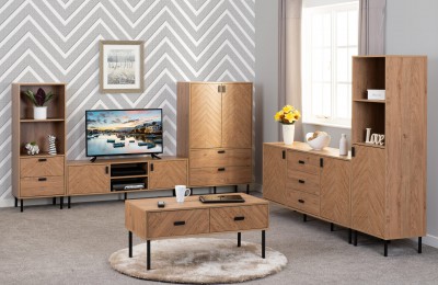 Lyon oak effect 1 door 2 shelf cabinet