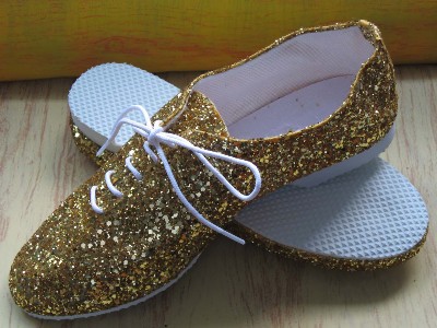 9.5 Gold Glitter Jazz Shoes Rubber Sole 