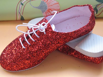 red glitter dance shoes