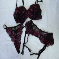 Bra, Thong & Suspender Belt Set