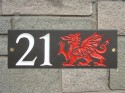 Welsh slate house plaque dragon