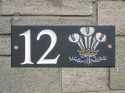welsh slate house plaque with feathers