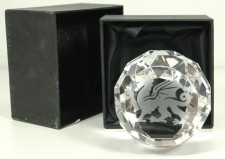 welsh dragon crystal paperweight
