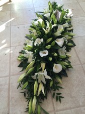 Modern Lily White Coffin Spray