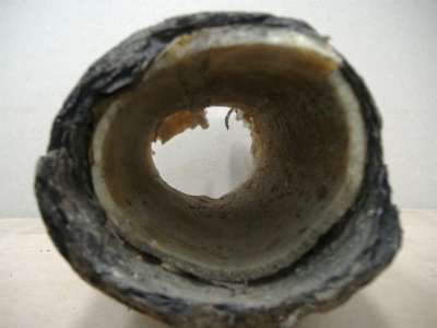 Pitch fiber drain after lining