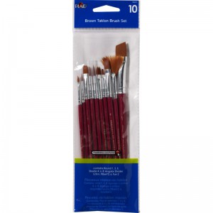 Plaid Brown Taklon Brush Set 10 piece