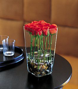 Square Vase Rose Arrangement