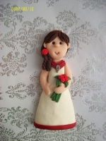 Red & White Bride Card Topper