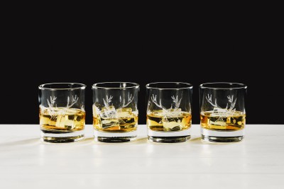 Stag Engraved Glass Tumbler Gift Set (Set of 4)