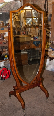Mahogany Inlaid Cheval Mirror  c.1870