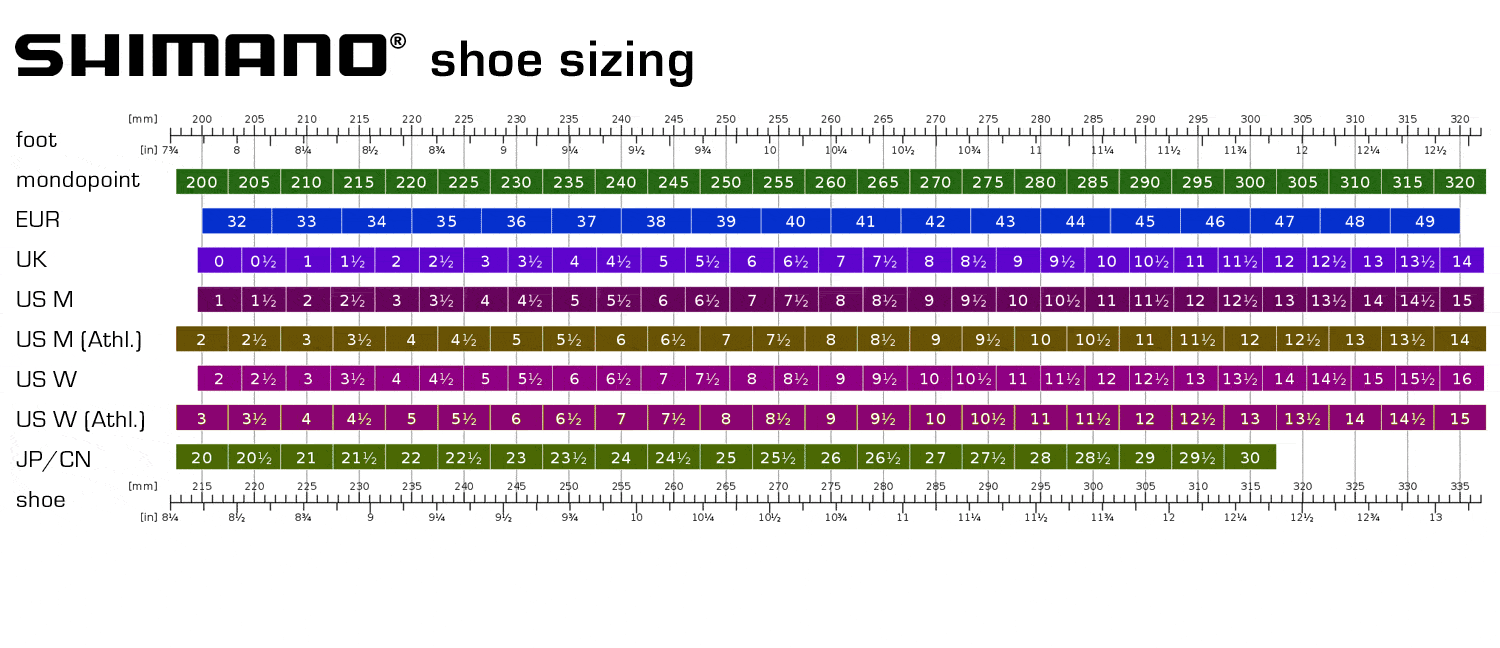 Shimano Footwear Sizing Chart