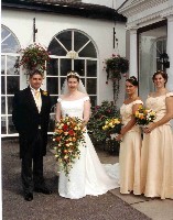 Bride with dad & Bridesmaids All looking lovely