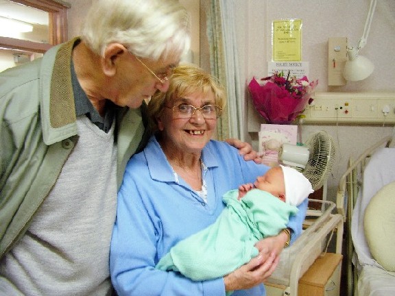 Emily Rose with Great-Grandad and Grandma Hambleton