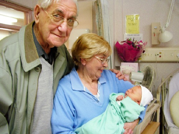 Emily Rose with Great-Grandad and Grandma Hambleton