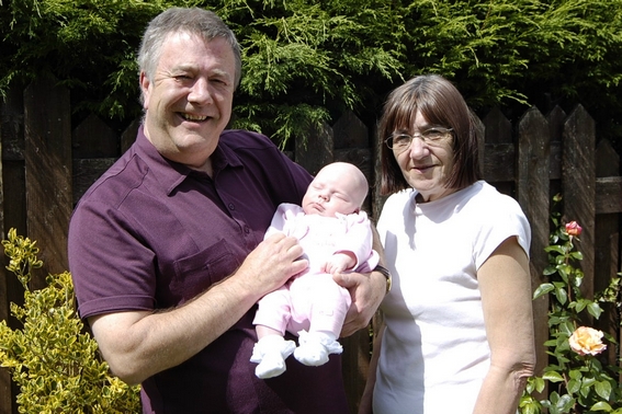 Emily Rose with Grandad and Grandma