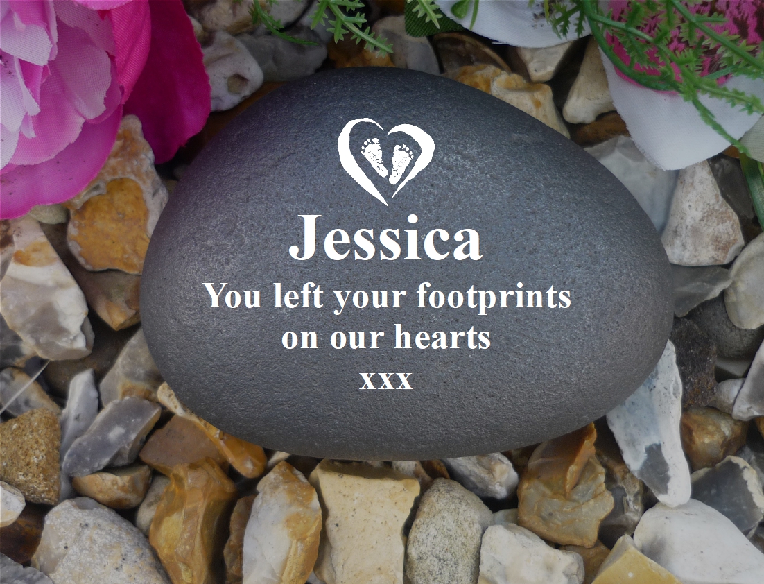 Hearts Weatherproof Stone effect Personalised Pebble 