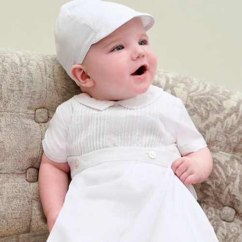 SLCHROROCA1179 Sarah Louise 3pc Christening Romper, Robe & Cap : £84.99