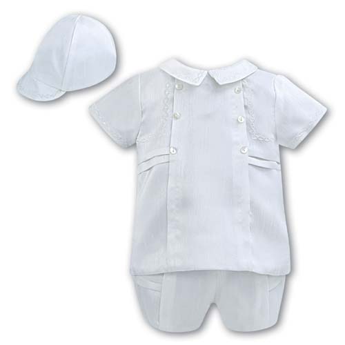 SLCHTOSHCA2225 Sarah Louise 3pc Christening Top, Shorts & Cap : £59.99