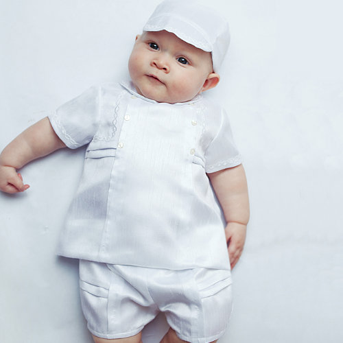 SLCHTOSHCA2225 Sarah Louise 3pc Christening Top, Shorts & Cap : £59.99