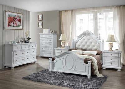 Charles 5 Piece Bedroom Set In White With Double Bed Frame