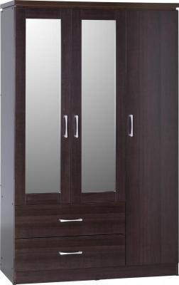 Charles 3 Door 2 Drawer Mirrored Wardrobe Walnut Effect Veneer Bedroom Furniture Worldwide Furniture Source Liverpool Breck Road