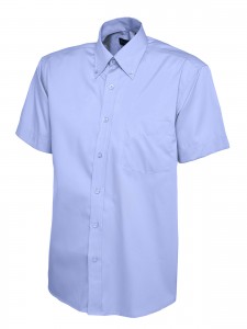 Mens Oxford Short Sleeve Shirt Mid Blue