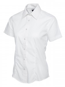 Ladies Poplin Half Sleeve Shirt White