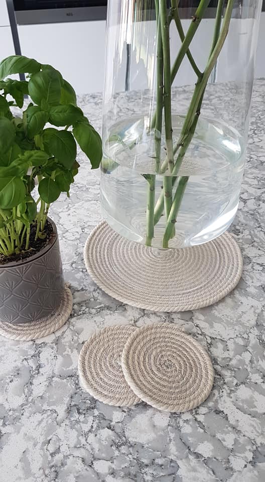 Rope sewing Rope basket and coasters