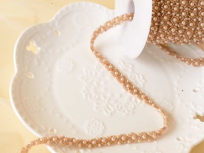 HBD046-#1 Beaded Pearl Trims Chain for Bridal Wedding Sash belt Necklace