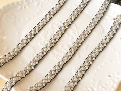 HBD046-#2 Beaded Pearl Trims Chain for Bridal Wedding Sash belt Necklace