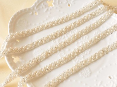HBD046-#3 Beaded Pearl Trims Chain for Bridal Wedding Sash belt Necklace